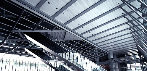 Image showing public plaza escalators