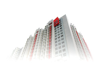 Image showing residential tower in white fog