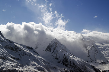 Image showing Mountains in clouds