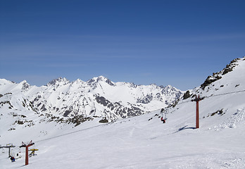 Image showing Chair-lift at ski resort