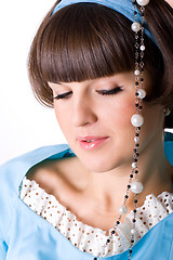 Image showing brunet woman with pearl beads