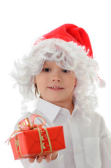 Image showing child in a hat santa claus