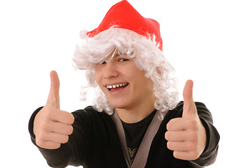 Image showing teenager in hat santa