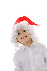 Image showing  child in a hat santa claus