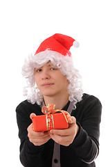 Image showing teenager in a hat santa