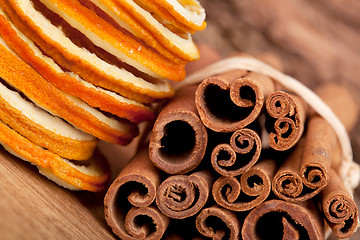 Image showing Cinnamon and dried Orange