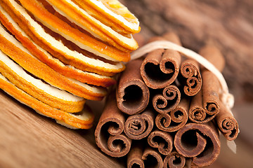 Image showing Cinnamon and dried Orange