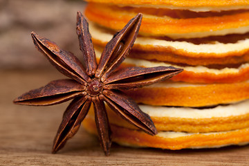 Image showing Slices of dried Orange with anise star