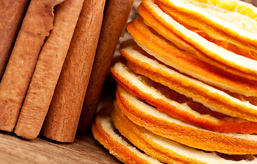 Image showing Cinnamon and dried Orange