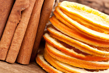 Image showing Cinnamon and dried Orange