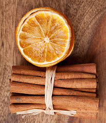 Image showing Cinnamon and dried Orange