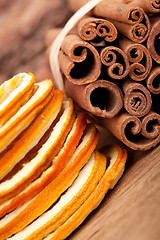 Image showing Cinnamon and dried Orange