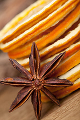 Image showing Slices of dried Orange with anise star