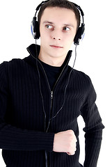 Image showing Young man in headphones   