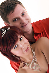 Image showing Young couple   in red