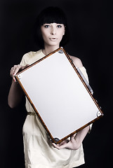 Image showing A girl with suitcase   