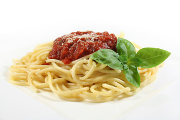 Image showing Spaghetti with tomato sauce