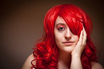 Image showing Attractive Red Haired Woman Portrait