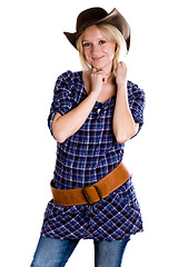 Image showing western woman in cowboy shirt