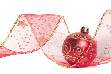 Image showing Christmas Ribbon and Bauble