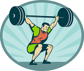Image showing Weightlifter lifting heavy weights