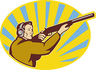 Image showing Hunter aiming rifle shotgun