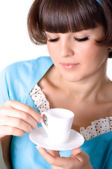 Image showing woman enjoying a cup of coffee