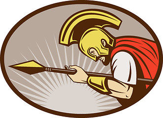 Image showing Roman soldier or gladiator attacking with spear