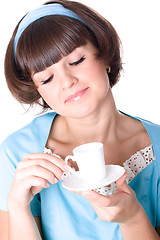 Image showing woman enjoying a cup of coffee 