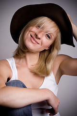 Image showing pretty western woman in cowboy hat