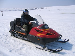 Image showing Snowmobile riding