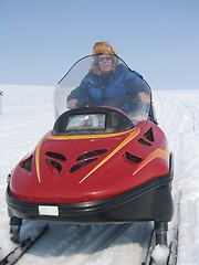 Image showing Snowmobile riding