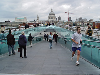 Image showing St Pauls cathedral and Millenium bridge, London