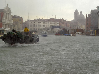 Image showing Boats at cloudy Venice