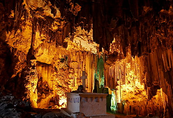 Image showing The Grave  under Huge stalactites in Melidoni Cave