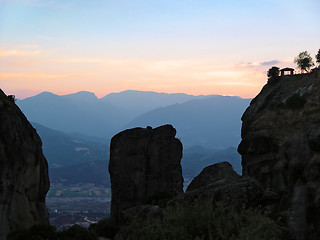 Image showing Silhouette of  Meteora's monastery