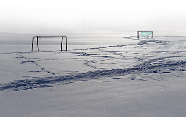 Image showing football field in winter