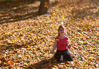 Image showing Girl in autumn fun