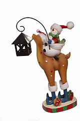 Image showing New Year snowman riding deer