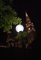 Image showing Rathaus night lights in Vienna