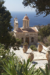 Image showing Seashore church it the trees