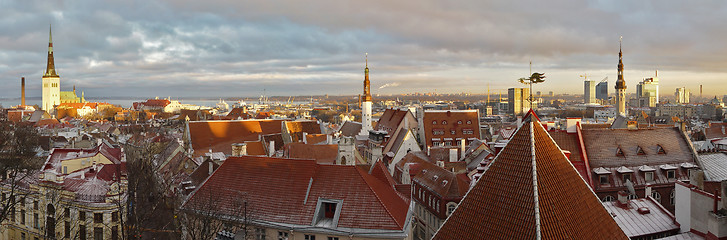 Image showing panoramic view of Tallinn, Estonia at sunset