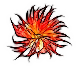 Image showing Fractal red dahlia flower