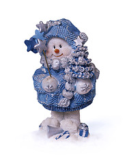 Image showing Christmas snowman with magic wand