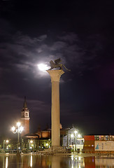 Image showing water flooding at San Marco square (piazza) Venive, Italy