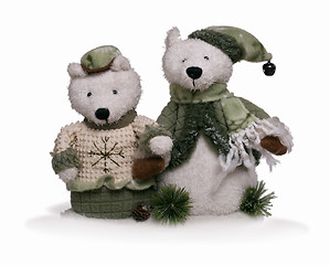 Image showing Christmas ideas: couple of bears singing  carol