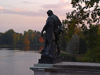 Image showing Hercules statue in autumn evening park