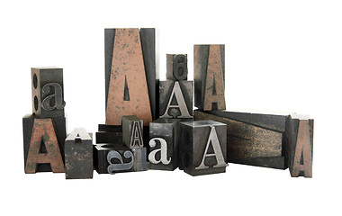 Image showing letterpress A in wood and metal