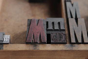 Image showing letterpress M close up