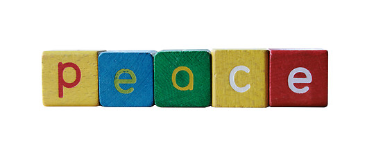 Image showing peace in children's block letters